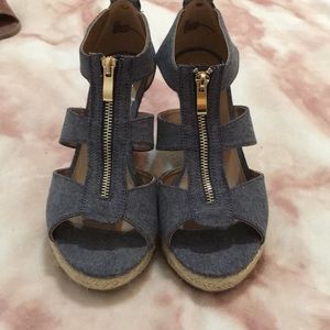 Denim Zip Up Wedges